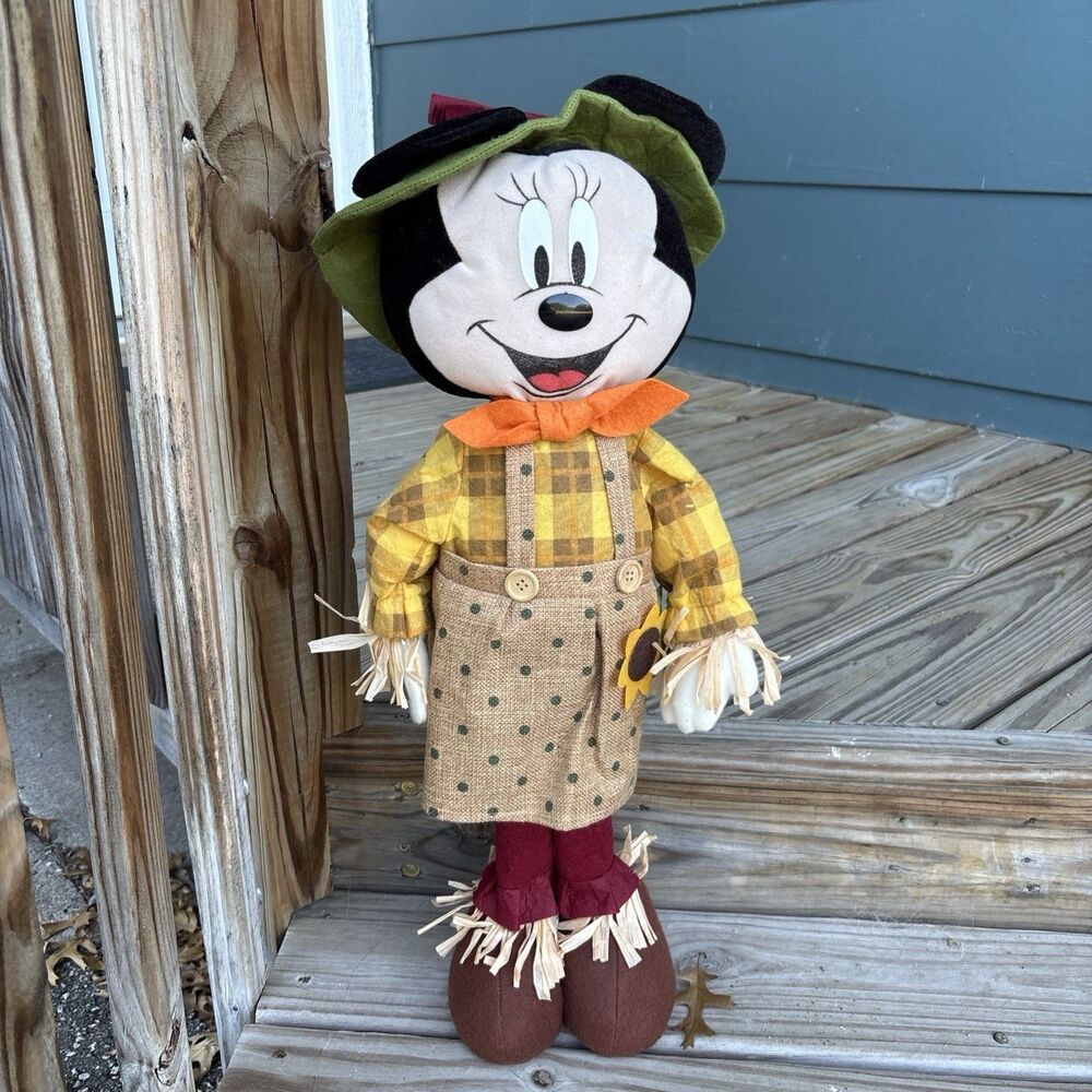 Disney Minnie Mouse Harvest Scarecrow Halloween Fall Thanksgiving 23” Tall